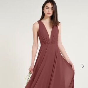 Jenny Yoo “Ryan” dress in cinnamon rose chiffon